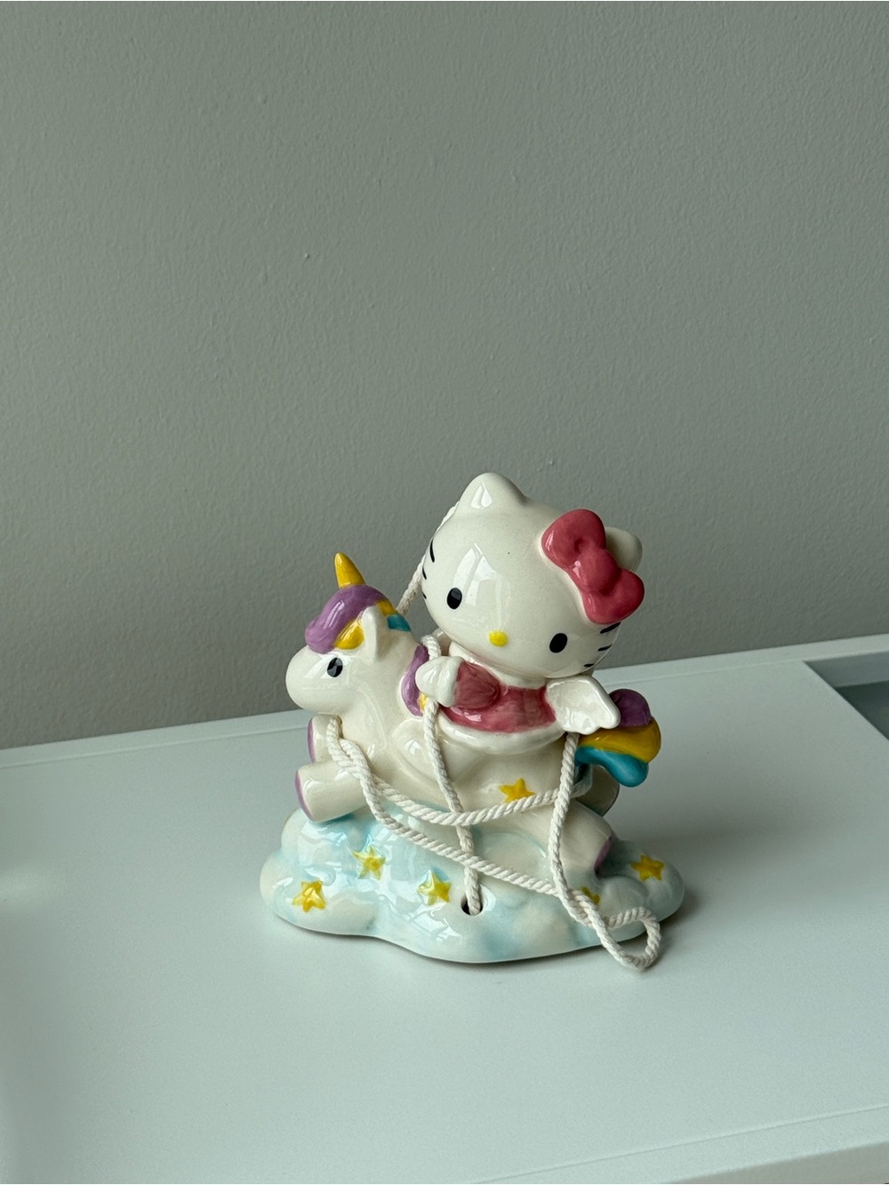 Hello Kitty Rainbow Unicorn Figurine - Pink, White & Multicolor